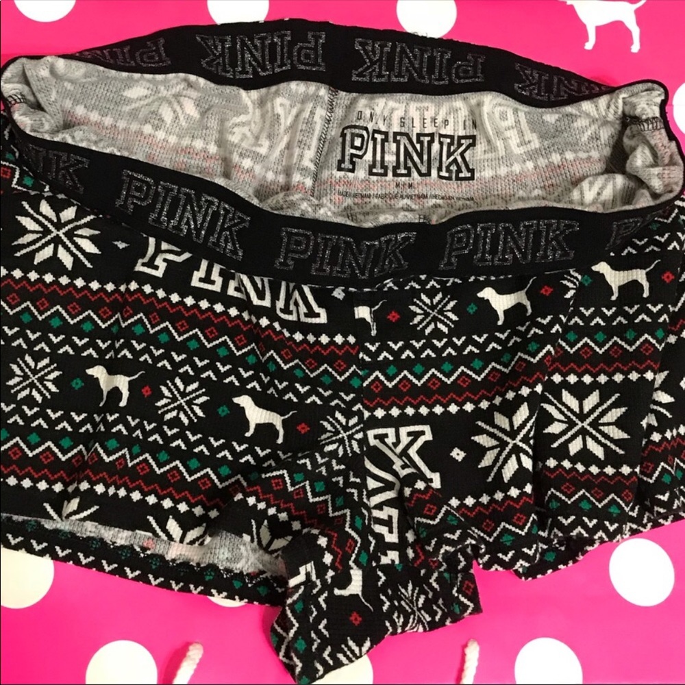 PINK | XMAS Glitter Logo Sleep Shorts